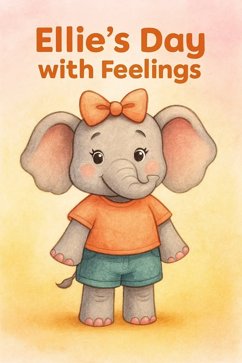 Cute elephant with bow and casual outfit.